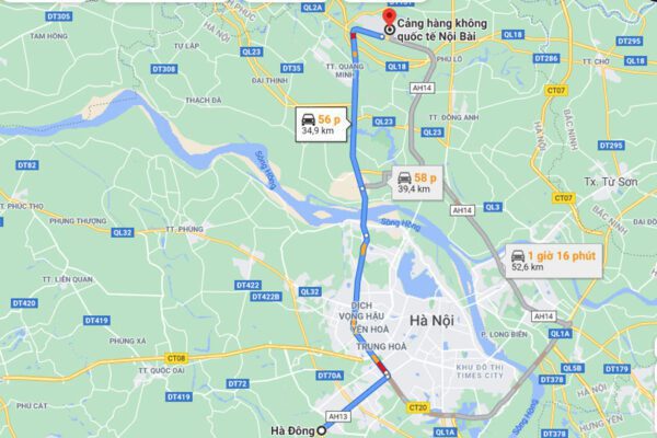 Bảng Giá Taxi Nội Bài Hà Đông Giá Rẻ Chỉ Với 220.000Vnđ 4 Quãng đường, thời gian, đi taxi từ nội bài về Hà Đông bao nhiêu?