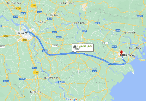 thoi gian quang duong tu ha noi di do son bao km