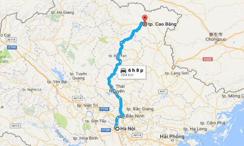 Khoảng các đi taxi từ Hà Nội đi Cao Bằng bao nhiêu km