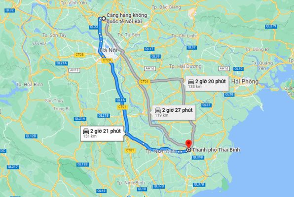 Bảng Giá Dịch Vụ Taxi Nội Bài Thái Bình Giá Rẻ Uy Tín 5 Quãng đườn đi taxi từ Nội Bài về Thái Bình là 131km và thời gian 2 giờ 20 phút theo google map
