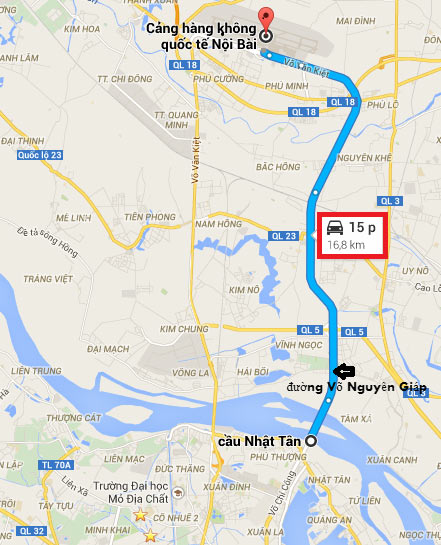 Sân Bay Nội Bài Cách Hà Nội Bao Nhiêu Km? 9 Hướng đi qua Cầu Nhật Tân - đường Võ Nguyên Giáp - Nội Bài